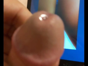 Masturbating to a sexy Japanese ass photo