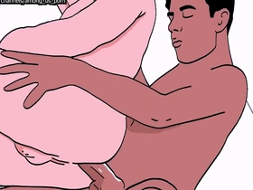 Stepson with a big dick fucking his stepfather in animated porn
