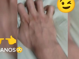 Young and mature hands work on a shaven pussy