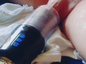Gay masturbation with sex toys and fetish play.