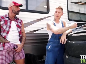 Redneck boys get down and dirty in gay scene with big dicks