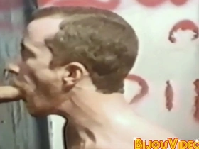 Classic glory hole action with hunky gays and cumshots