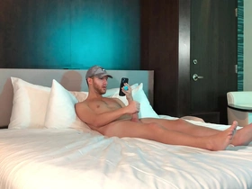 Big solo scene, lots of masturbation with a fantastic cumshot.