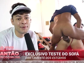 Behind the scenes: Joseph Santos, Tavinho, and Hanry in bareback action on the sofa