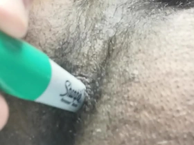 Asian twink gets his ass bouncing with a big black dildo