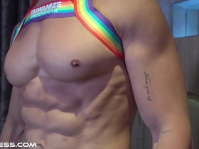 Enjoy the view of my well-toned body and get some nipple worship while watching me work out.