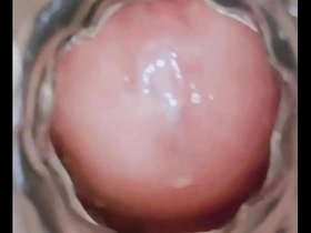 Close up cum shot of a big dick cock while sucking and fucking with toys.