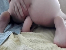 Gay amateur enjoys dildo riding