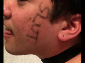 Young Asian man gets flogged and humiliated by his partner.