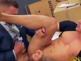 Apolo Fires juicy ass is spanked by the suited and gay businessman Diego Reyes in the office.