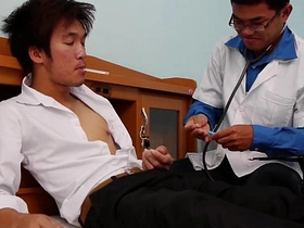 Gay sex in a medical themed fetish scene with Asian men Arthur and Jonas.