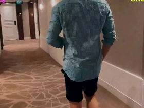Nipple worship of the hot executive model in the hotel room