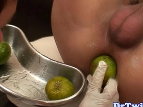 Close up of an Asian twink’s prostate stimulation with a big dildo