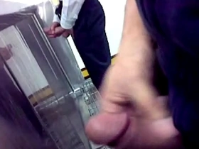 Public restroom jerk off in an Asian setting