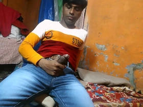 A young black man masturbates and enjoys fetish play.