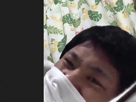 Japanese gay man with bronchitis performs solo pleasure show