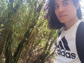 Jon Arteen shows off his smooth cock and pees outdoors.
