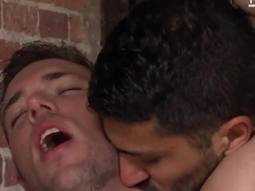 Two men kiss Alex Mecum and Adam Ramzi in this gay video.