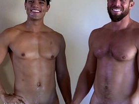 Muscular hunk has rough sex with fit female impersonator