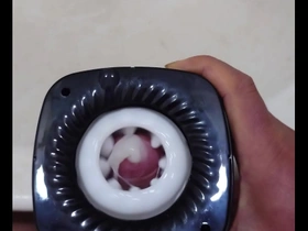 Gay Japanese man masturbates with sex toys and ejaculates.