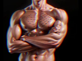 Muscular hunk enjoys public gay sex in anime